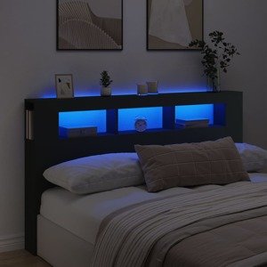 vidaXL Čelo s LED čierne 180x18,5x103,5 cm kompozitné drevo