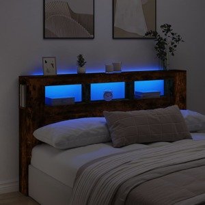 vidaXL Čelo s LED dymový dub 180x18,5x103,5 cm kompozitné drevo
