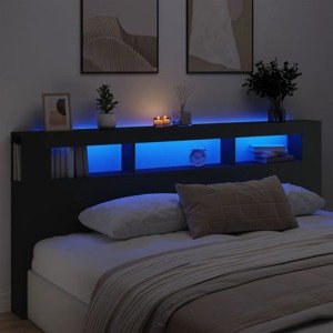 vidaXL Čelo s LED čierne 220x18,5x103,5 cm kompozitné drevo