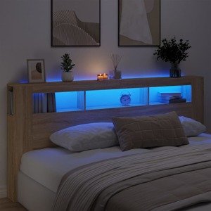 vidaXL Čelo s LED dub sonoma 220x18,5x103,5 cm kompozitné drevo