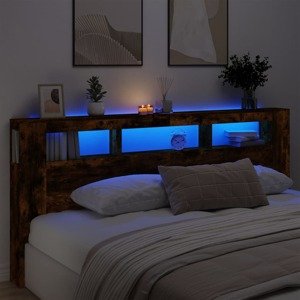 vidaXL Čelo s LED dymový dub 220x18,5x103,5 cm kompozitné drevo