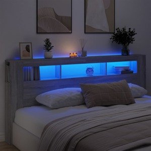 vidaXL Čelo s LED sivá sonoma 220x18,5x103,5 cm kompozitné drevo