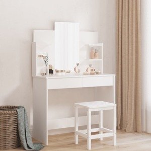 vidaXL Toaletný stolík so zrkadlom biely 96x39x142 cm