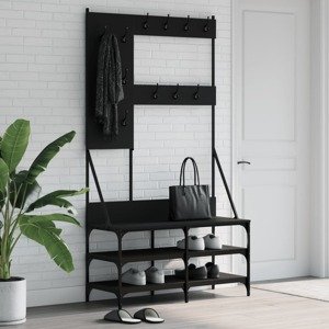 vidaXL Vešiak na šaty s botníkom čierny 100x40x184 cm