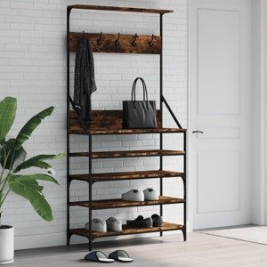 vidaXL Vešiak na šaty s botníkom dymový dub 90x34x184 cm