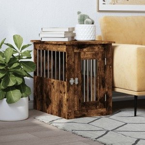 vidaXL Nábytková prepravka pre psa dymový dub 45x62x59 cm kompoz.drevo