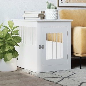 vidaXL Nábytková prepravka pre psa biela 55x75x65 cm kompozitné drevo