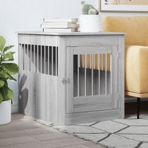 vidaXL Nábytková prepravka pre psa sivá sonoma 64,5x80x71cm komp.drevo