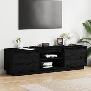 vidaXL TV stolík čierny 140x35x40 cm masívna borovica