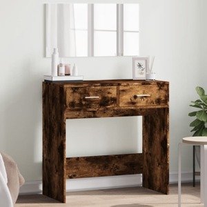 vidaXL Toaletný stolík so zrkadlom dymový dub 80x39x80 cm
