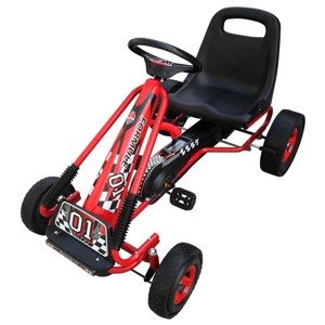 vidaXL Červený pedálový go-kart s nastaviteľným sedadlom