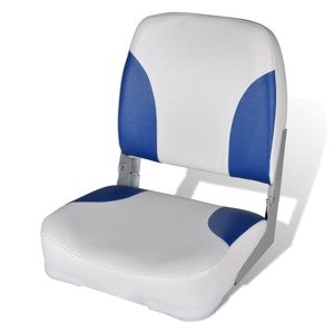 vidaXL Modro-biele sedadlo na čln so sklopným operadlom a vankúšom 41x36x48cm