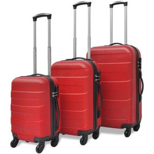 vidaXL Sada 3 škrupinových kufrov s kolieskami, červená 45,5/55/66 cm