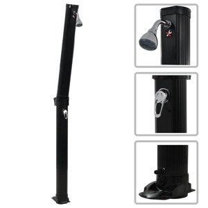 vidaXL Skladacia solárna sprcha čierna 214 cm 23 l