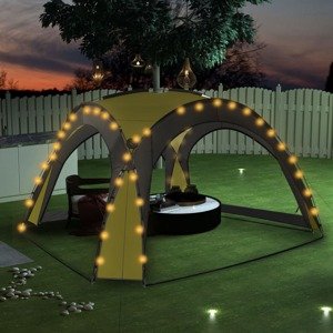 vidaXL Párty stan s LED a 4 bočnými stenami 3,6x3,6x2,3 m, zelený