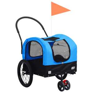 vidaXL Príves pre domáce zvieratá na bicykel/beh 2-v-1 modro-čierny