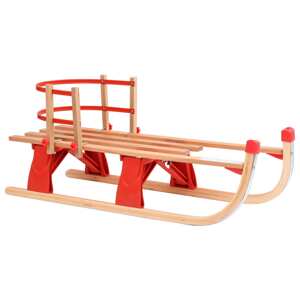 vidaXL Skladacie snehové sánky s operadlom 119 cm, drevo