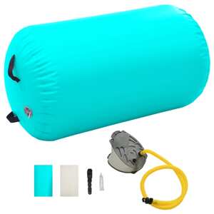 vidaXL Nafukovací gymnastický valec s pumpou 100x60 cm PVC zelený