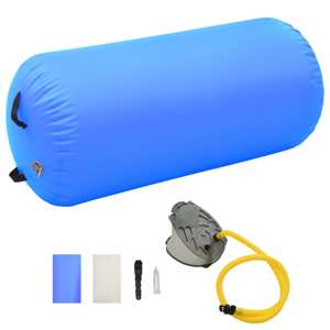 vidaXL Nafukovací gymnastický valec s pumpou 120x90 cm PVC modrý