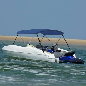 vidaXL Strieška Bimini s 2 oblúkmi námornícka modrá 150x120x110 cm