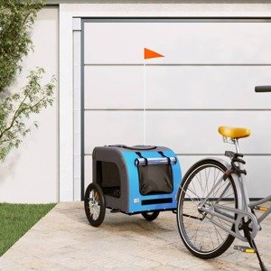vidaXL Príves na bicykel pre psa modro-sivý oxfordská látka a železo