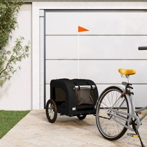 vidaXL Príves na bicykel pre psa čierny oxfordská látka a železo