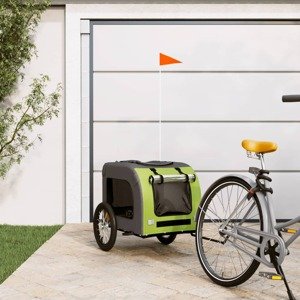 vidaXL Príves na bicykel pre psa zeleno-sivý oxfordská látka a železo