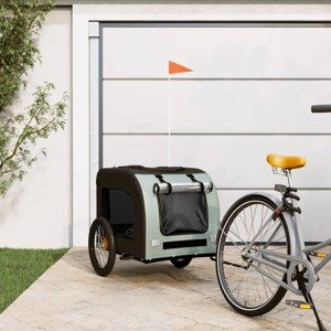 vidaXL Príves na bicykel pre psa sivo-čierny oxfordská látka a železo