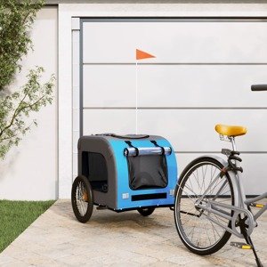 vidaXL Príves na bicykel pre psa modro-sivý oxfordská látka a železo