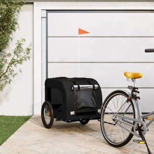 vidaXL Príves na bicykel pre psa čierny oxfordská látka a železo