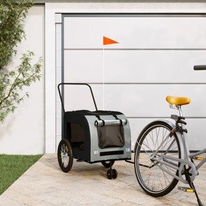 vidaXL Príves na bicykel pre psa čierno-sivý oxfordská látka a železo