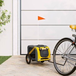vidaXL Príves na bicykel pre psa žlto-sivý oxfordská látka a železo