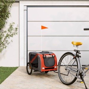 vidaXL Príves na bicykel pre psa oranžovo-čierny oxford. látka železo