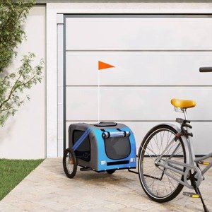 vidaXL Príves na bicykel pre psa modro-sivý oxfordská látka a železo