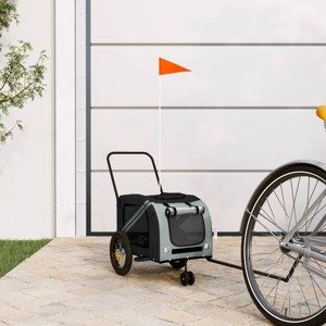 vidaXL Príves na bicykel pre psa sivo čierny látka oxford a železo