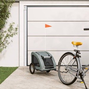 vidaXL Príves na bicykel pre psa sivý oxfordská látka a železo