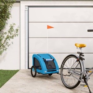 vidaXL Príves za bicykel pre psa modrý oxfordská látka a železo