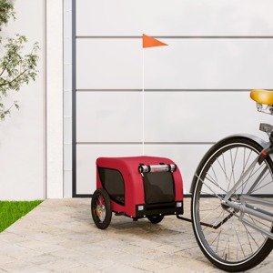vidaXL Príves na bicykel pre psa červeno-čierna oxfordská látka železo