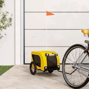 vidaXL Príves na bicykel pre psa žlto-čierna oxfordská látka a železo