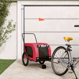 vidaXL Príves na bicykel pre psa červeno-čierna oxfordská látka železo