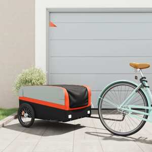 vidaXL Nákladný príves za bicykel čierno-oranžový 45 kg železo