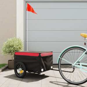 vidaXL Nákladný príves za bicykel čierno-čevený 30 kg železo