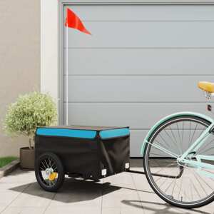 vidaXL Nákladný príves za bicykel čierno-modrý 30 kg železný