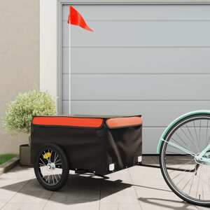 vidaXL Nákladný príves za bicykel čierno-oranžový 45 kg železo