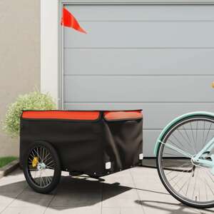 vidaXL Nákladný príves za bicykel čierno-oranžový 45 kg železo