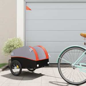 vidaXL Vozík za bicykel, čierno oranžový 30 kg, železo