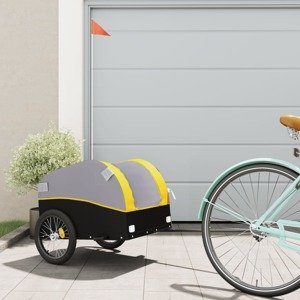 vidaXL Príves za bicykel čierno-žltý 30 kg železo
