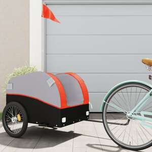 vidaXL Nákladný príves za bicykel čierno-oranžový 45 kg železo