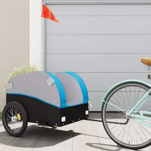 vidaXL Nákladný príves za bicykel čierno-modrý 45 kg železný