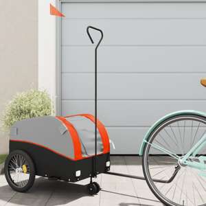 vidaXL Vozík za bicykel, čierno oranžový 30 kg, železo